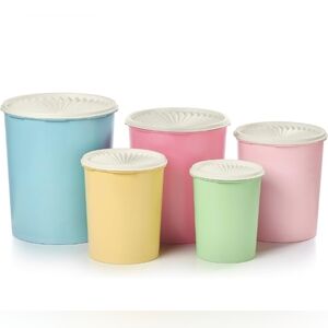 Tupperware 5pc Vintage Color Canister Set